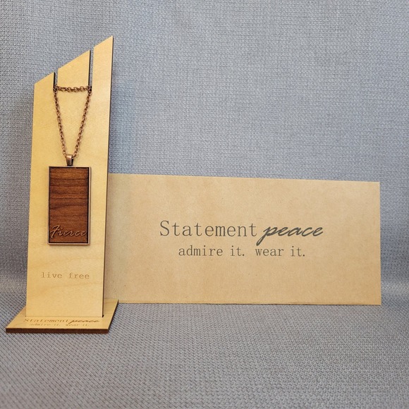 FIERCE  NWT  Copper Wood Pendant Necklace Copper Link Chain USA Handcrafted - Picture 6 of 11